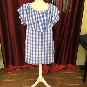 Blue and white checkered boutique dress